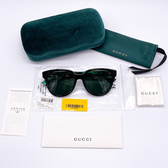 NEW GUCCI GG0960SA 001 BLACK GREEN WOMEN’S SUNGLASSES GUCCI - Picture 14 of 15